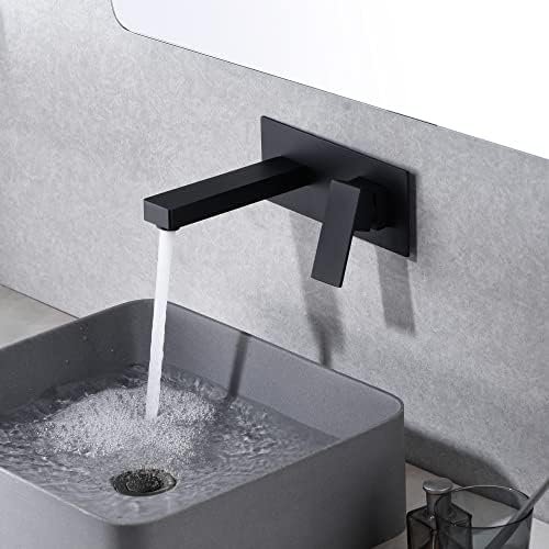 Stylish Wall-Mounted Bathroom Faucet Durable Brass Black Finish