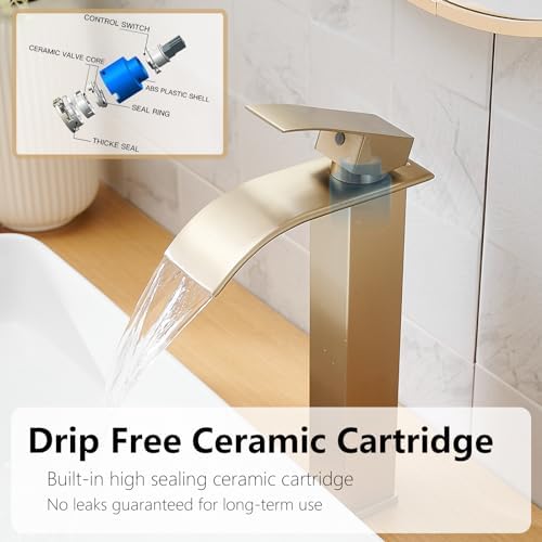 Bath_fixes Luxurious Gold Faucet With Waterfall Cascade