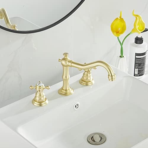 Elegant 118 GPM Gold_surface Bathroom Faucet with 2 Handles 3 Holes