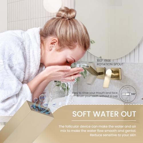 Wall-Mounted Bathroom Faucet 180 Rotatable Solid Brass Faucet
