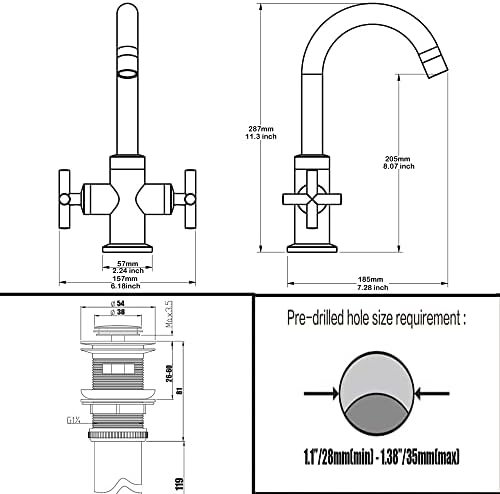 Exceptional 4-Inch Bathroom Faucet with Swivel Spout rust-free 304 stainless steel
