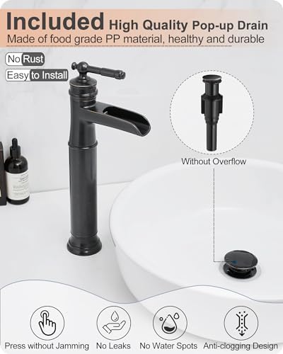 Stunning Vessel Faucet Flowing Waterfall in Oil Rubbed Bronze