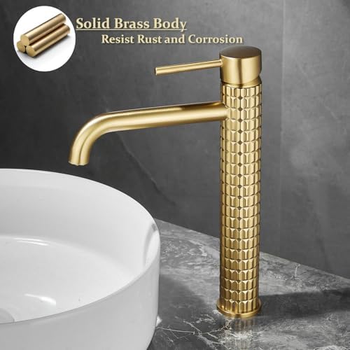 Luxury Vessel Sink Faucet with Brushed Gold