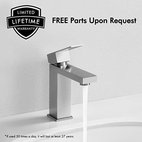 KES Single Hole Bathroom Faucet Brushed Nickel NSF Certified