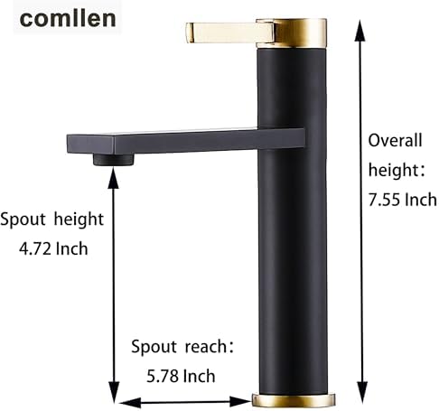 Bathon Black and Gold 304 Stainless Steel Bathroom Faucet