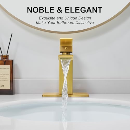 RUMOSE Brushed Gold Bathroom Faucet Set with Deck Plate