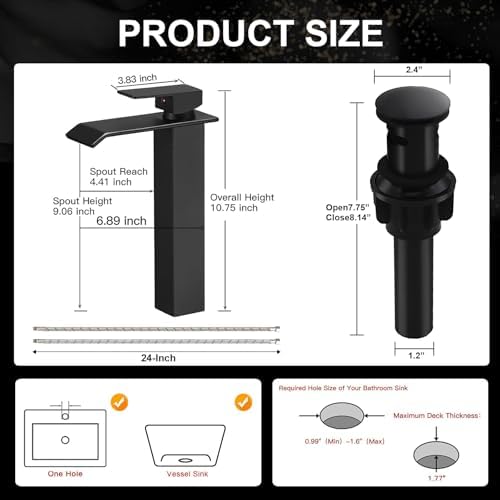 Modern Black Vessel Faucet - Add Style to Your Bathroom