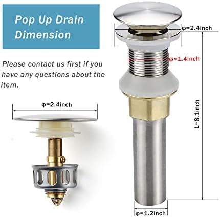 Premium 3-12 Sink Drain with Detachable Strainer Easy to Install