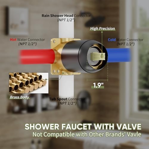 Experience Luxury with Kurpot 8-inch Matte Black Shower Faucet Set