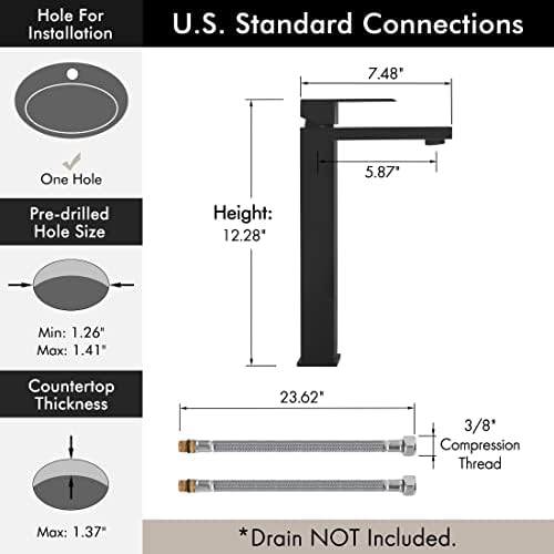 KES Black Tall Bathroom Faucet