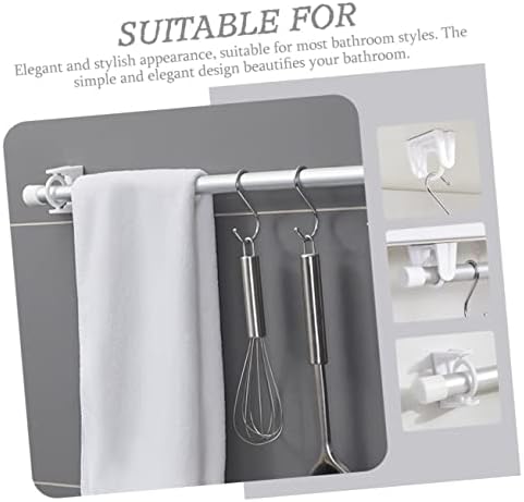 HAMPPLIES 1set Adhesive Shower CurtainRod Holders No Drill Tension Retainer