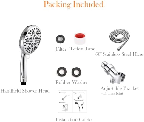BOWGER Handheld Shower Head - High Pressure 60 Hose Premium Bath Experience