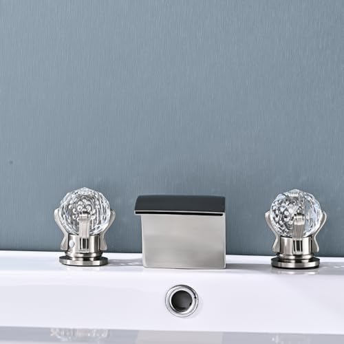3 Holes Widespread Brushed Gold Faucet with 2 Knob Handles