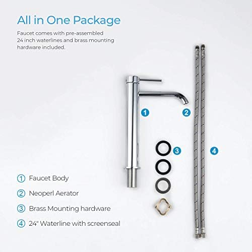 KIBI KBF1009 Solid Brass Sink Faucet Rust Resistant Chrome Finish