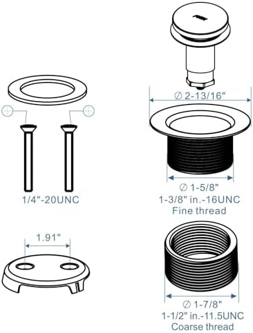 HIDROP Brushed Nickel Tub Drain Kit Set