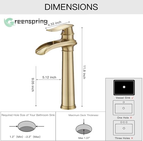Greenspring Brushed Gold Vessel Sink Faucet