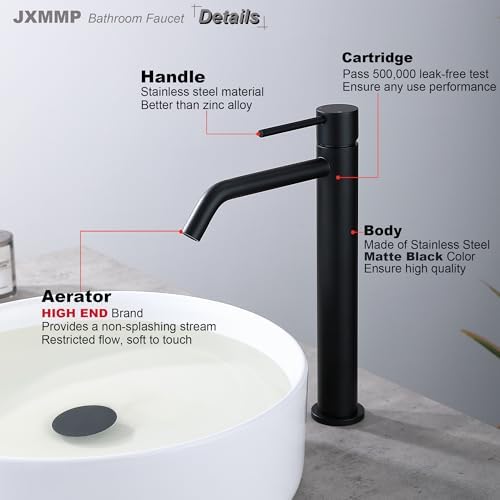 Stainless Steel Matte Black Vessel Sink Faucet