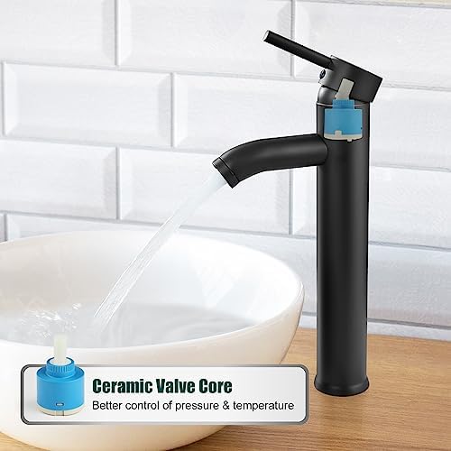 Sturdy Vessel Sink Faucet Matte Black Single Handle Durable for Heavy Use