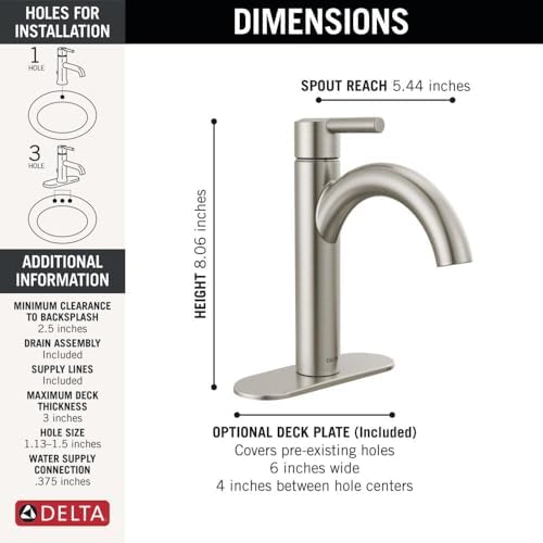 Delta Faucet Nicoli Single Hole Brushed Nickel Faucet