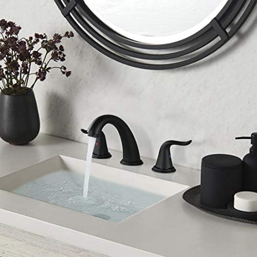 WOWOW 3-Hole Black Widespread Faucet