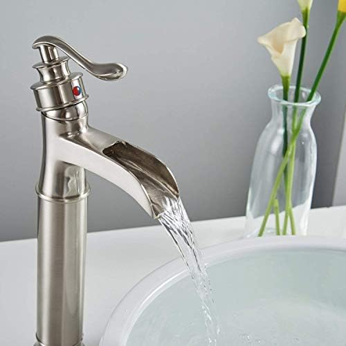 Bathfinesse Vessel Sink Faucet Waterfall Flow Brushed Nickel