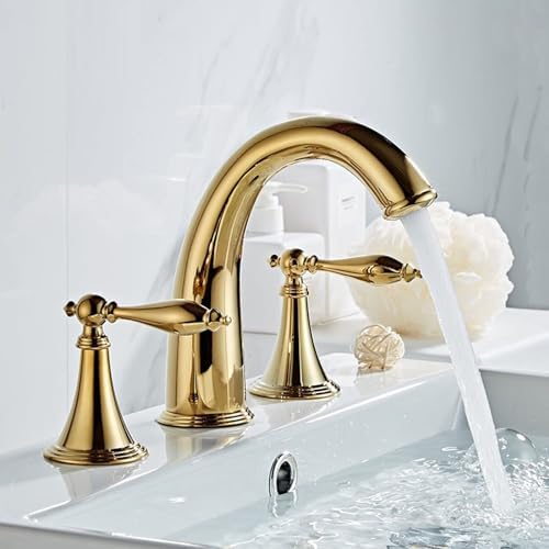 EasyVibe 3-Hole Gold-Tone Overflow Bath Faucet Set for Sink