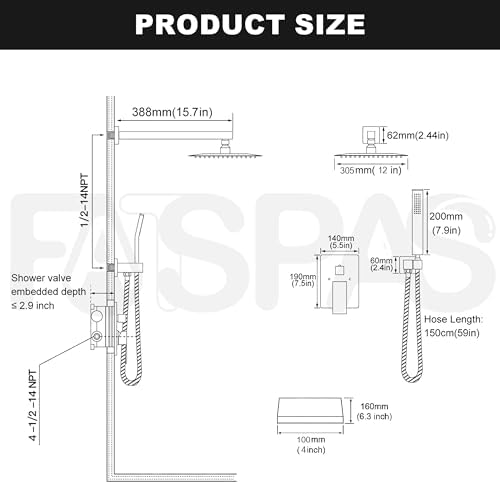 Sleek Efficient with Powerful Shower Heads for Bathroom