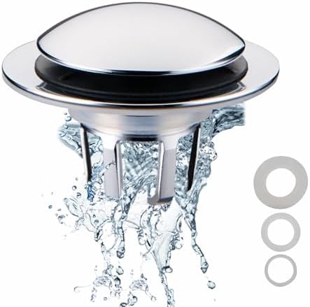 Chrome Bathroom Sink Drain Stopper with Hair Catcher