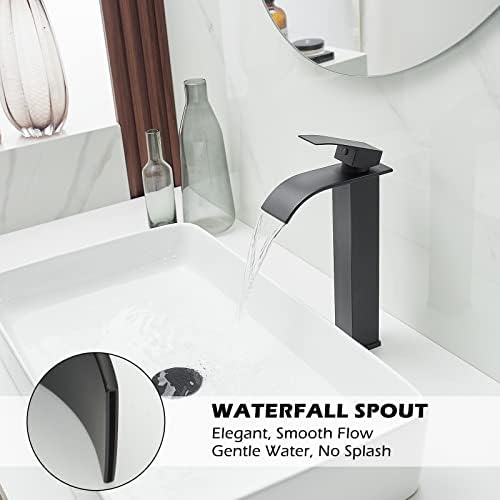 BWE Matte Black Single Handle Bathroom Faucet