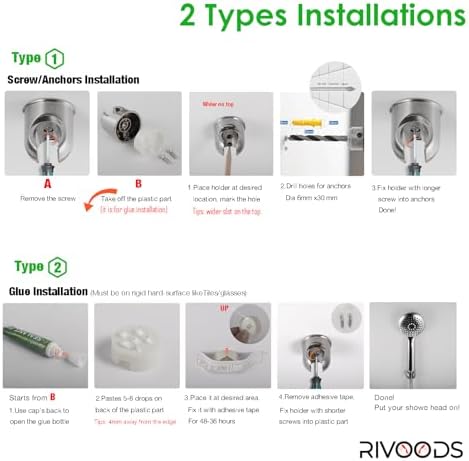 RIVOODS All Metal Handheld Shower Wand Holder