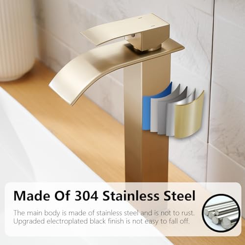 Bath_fixes Luxurious Gold Faucet With Waterfall Cascade
