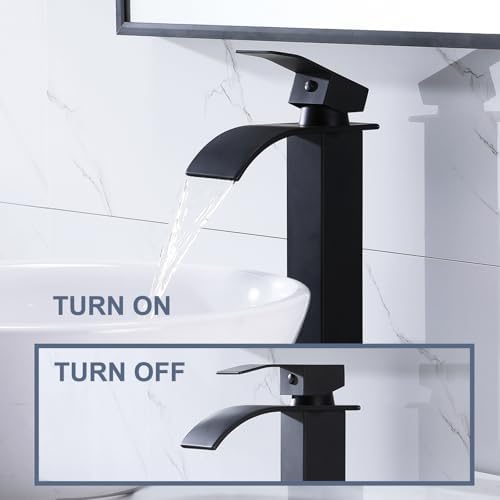 Vessel Sink Faucet Matte Black Tall Waterfall Faucet