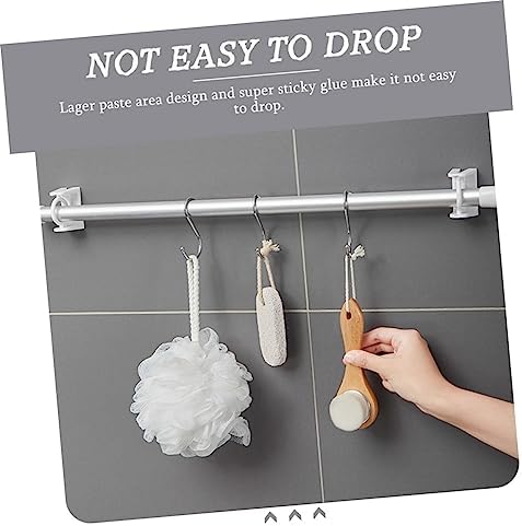 HAMPPLIES 1set Adhesive Shower CurtainRod Holders No Drill Tension Retainer