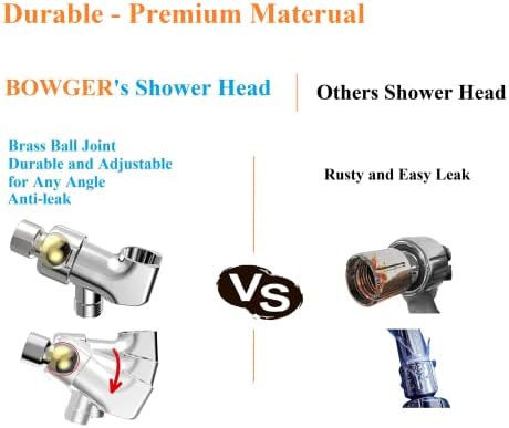 BOWGER Handheld Shower Head - High Pressure 60 Hose Premium Bath Experience