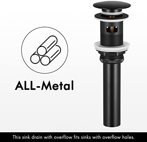 KES Black Bathroom Faucet Matte Black with Pop Up Drain