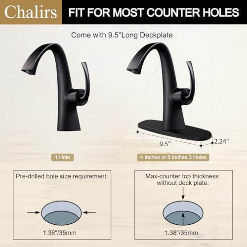 Chalirs Matte Black Single-Handle Bathroom Faucet