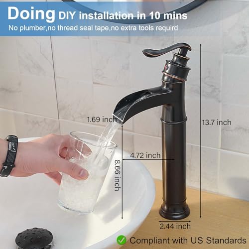 Homevacious ORB Waterfall Bathroom Vessel Sink Faucet Oil Rubbed Bronze
