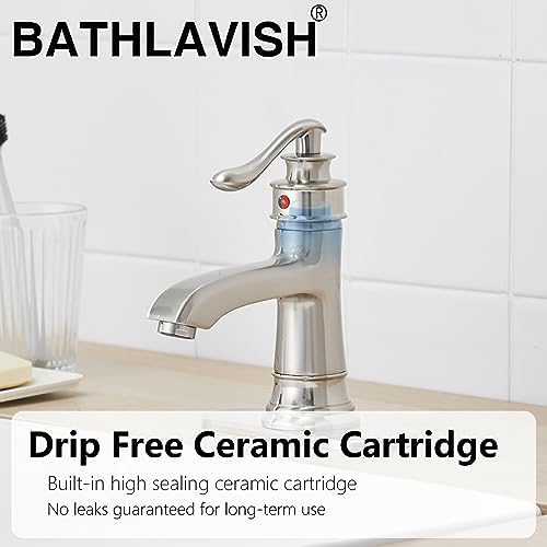Brushed Nickel Single Hole Bathroom Faucet with 38 tubing for Deck Mount