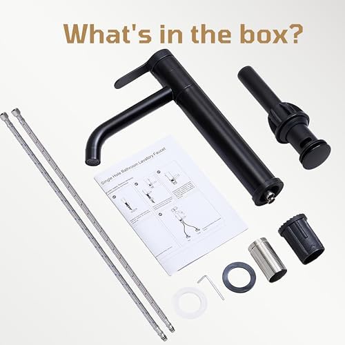 Comllen Tall Bathroom Faucet 360 Swivel Matte Black Vanity Sink