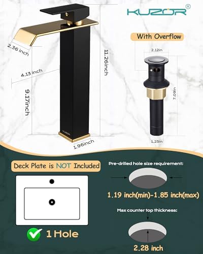 Tall Vessel Sink Faucet 1126-inch Stainless Steel Brass Matte BlackShiny Gold