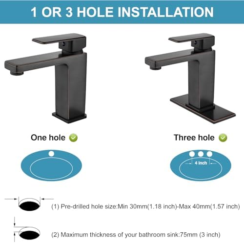 Midanya Single Handle Oil-Rubbed Bronze Bathroom Faucet with 118 GPM Flow