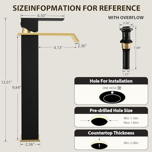 Rust-Resistant Black and Gold Faucet