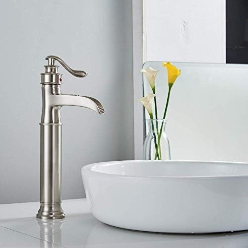 Bathfinesse Vessel Sink Faucet Waterfall Flow Brushed Nickel