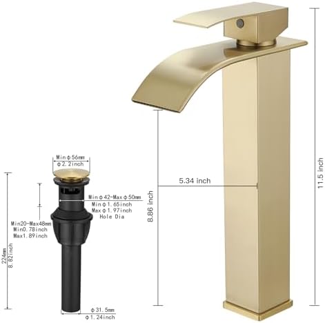 Bath_fixes Luxurious Gold Faucet With Waterfall Cascade