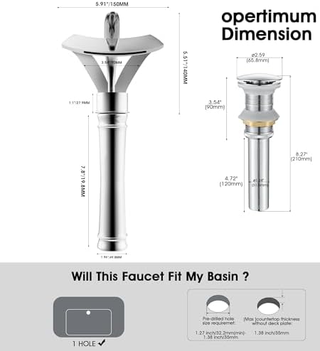 Elegant Locations AUU Waterfall Chrome Vessel Sink Faucet Solid Brass Chrome Tall