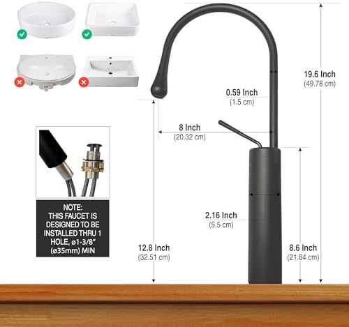 Matte Black Touch-Spacious Vessel Faucet