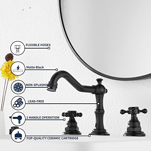 GGStudy Black 2-Handle 3-Hole Bathroom Faucet