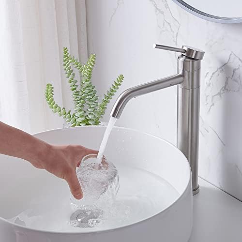 Gleaming Touch Faucets - Modern Brushed Nickel Vessel Sink Faucet
