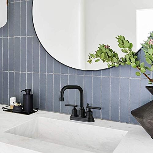 WOWOW 4-inch Black Bathroom Faucet with Lift Rod