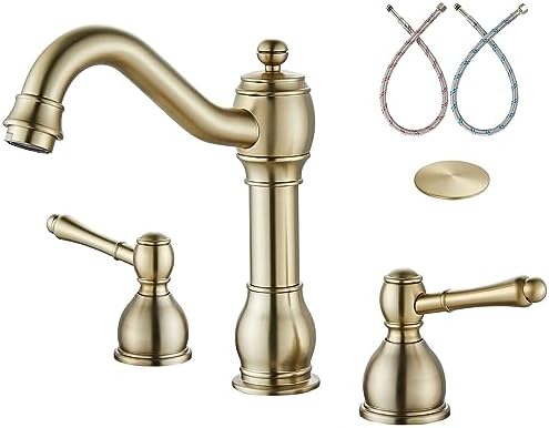 Aolemi Brushed Gold 8 Inch Widespread Bathroom Sink Faucet